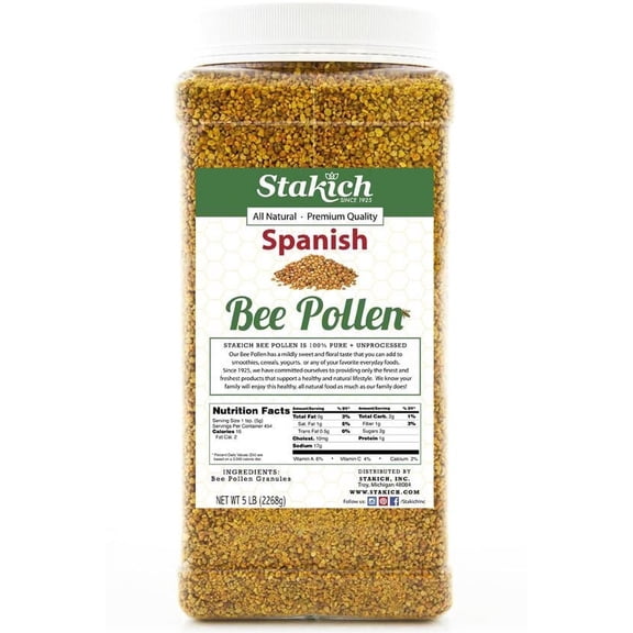 Stakich Spanish Bee Pollen Granules 100% Pure, Natural, Unprocessed 5 lbs
