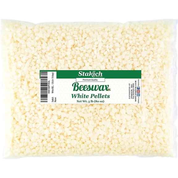 Stakich Beeswax Pellets for Candle Making, 5 lbs (White)