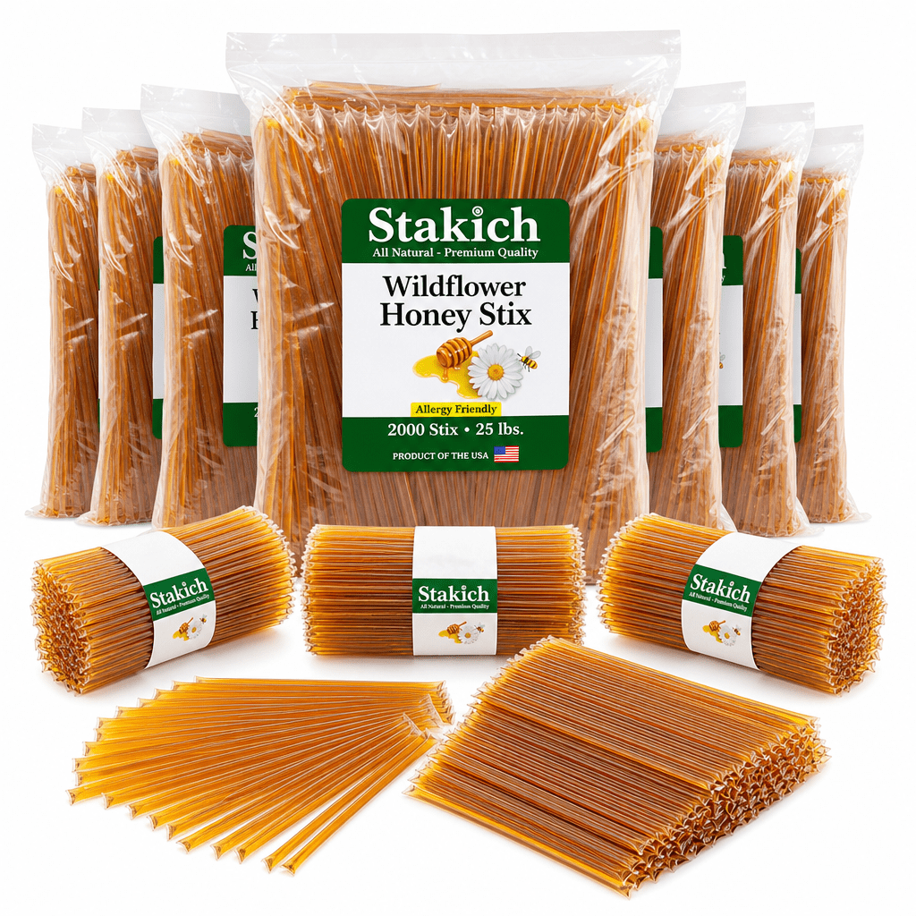 Stakich Wildflower Grade A Honey Stix - Case of 2,000