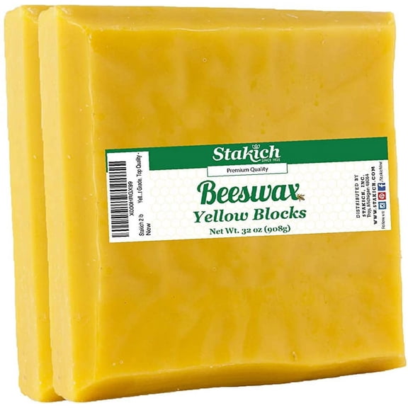 Stakich Beeswax Block for Candle Making, 2 lbs (Yellow)