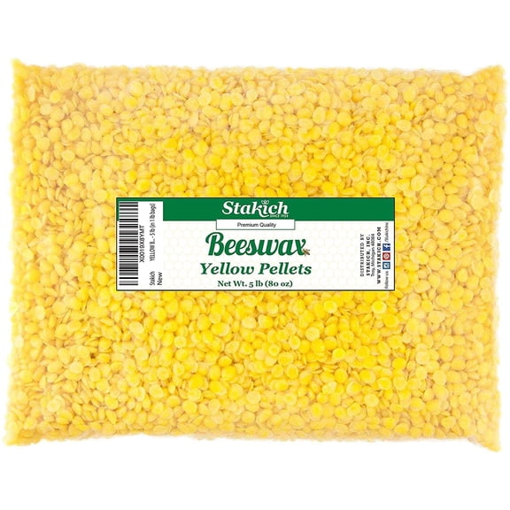 Stakich Beeswax Pellets for Candle Making, 5 lbs (Yellow)