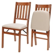 Stakmore Arts and Craft Harwood Folding Chair with Blush Upholstery - Fruitwood 2-Pack