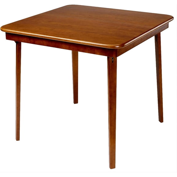 Stakmore Classic Straight Edge Square Wood Folding Card Table, 32" x 32", Fruitwood - Foldable Wooden Tabletop Furniture for Cards, Board Games, Dining, and Extra Seating