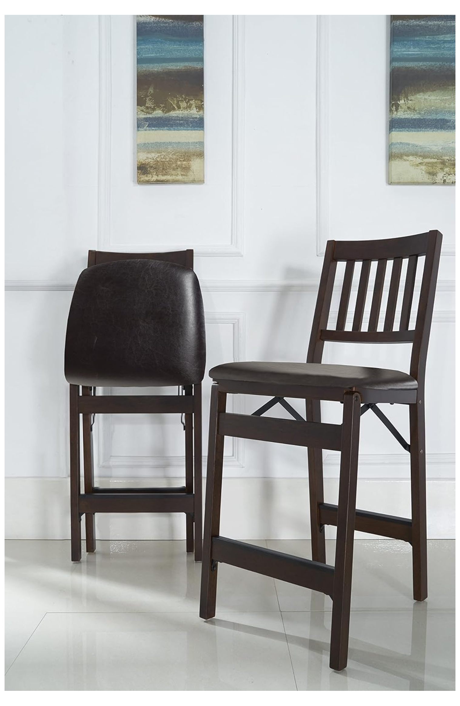 Stakmore Folding Counter Height Stools Espresso With Bonded Leather Stakmore Folding Counter Height Stools Espresso With Bonded Leather