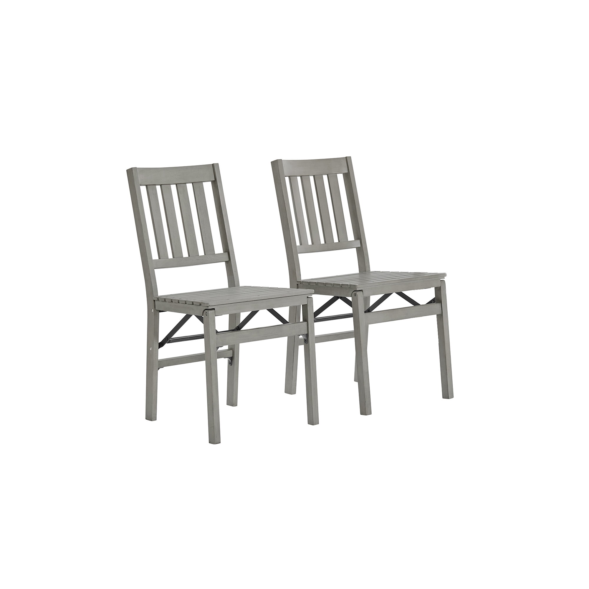 Stakmore Gray Outdoor Solid Hardwood Folding Chair – Classic Slatted Design, Set of 2