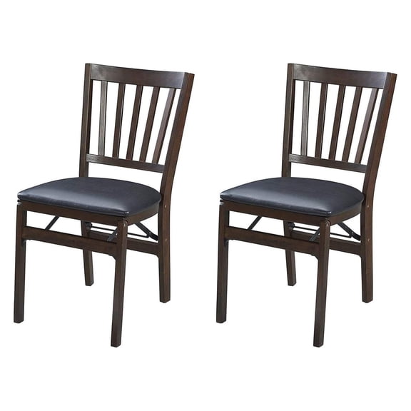 Stakmore Premium Solid Wood Dining Table Compact Folding Chair Set with Fabric Padded Upholstered Seat, Espresso/Black (Set of 2)