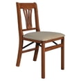 thumbnail image 1 of Stakmore Urn-Back Solid Wood and Cream Upholstered Folding Chair, Set of 2, Cherry Finish, 1 of 8