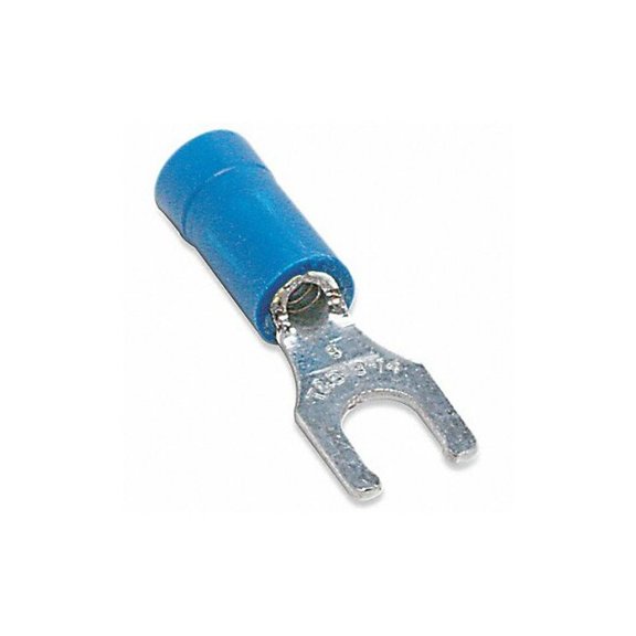 Stakon 14RB-8FL Fork Terminal, Locking, Vinyl Insulated, 0.97-Inch Length by 0.29-Inch Width, Blue, 100-Pack CA3