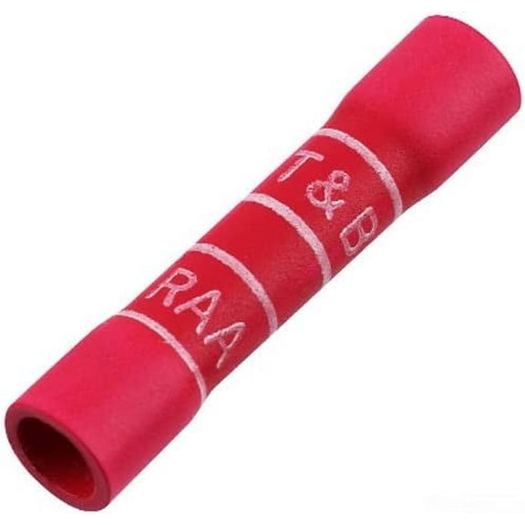 Stakon 2RA18X Butt Splice Connector, Expanded Vinyl Insulated, 0.25-Inch Diameter by 1.13-Inch Length, Red, 100-Pack