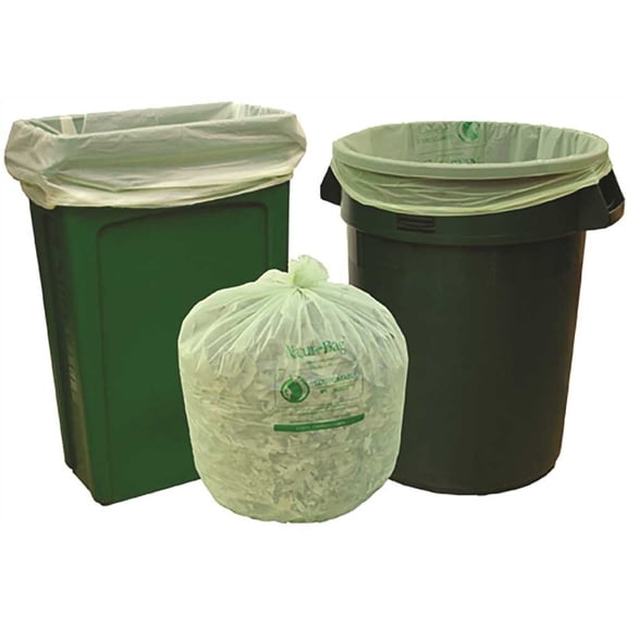 Stalk Market Natur-Bag 0.8-mil Compostable Trash Liners, 55 Gallons, Green, Pack Of 100 Bags