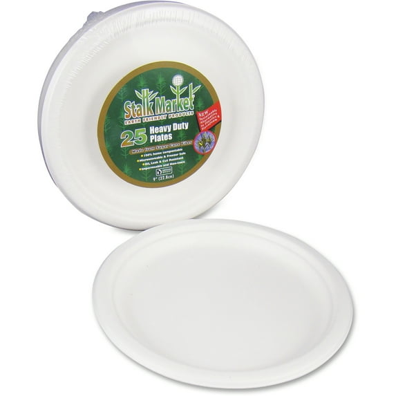 StalkMarket, STMP013R, AseanDisposable Plates, 300 / Carton, White