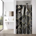 thumbnail image 1 of Stall 36Wx72HInch Modern Geometric Marble Shower Curtain Sets with Hooks,Black Gold Marble Narrow Bathroom Shower Curtains, Water Resistant Polyester Fabric Bath Curtain Washable, 1 of 4