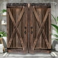thumbnail image 1 of Stall Barn Door Bathroom Shower Curtain 36W by 72H Inch Wooden Wood Half Small Rustic Farmhouse Camper RV Polyester Fabric 12 Plastic Hooks Waterproof Decor, 1 of 4
