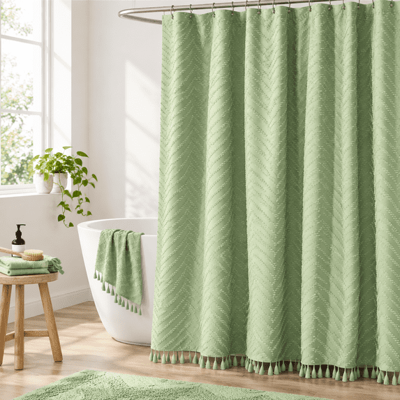 Stall Boho Shower Curtain Tufted Chevron 42