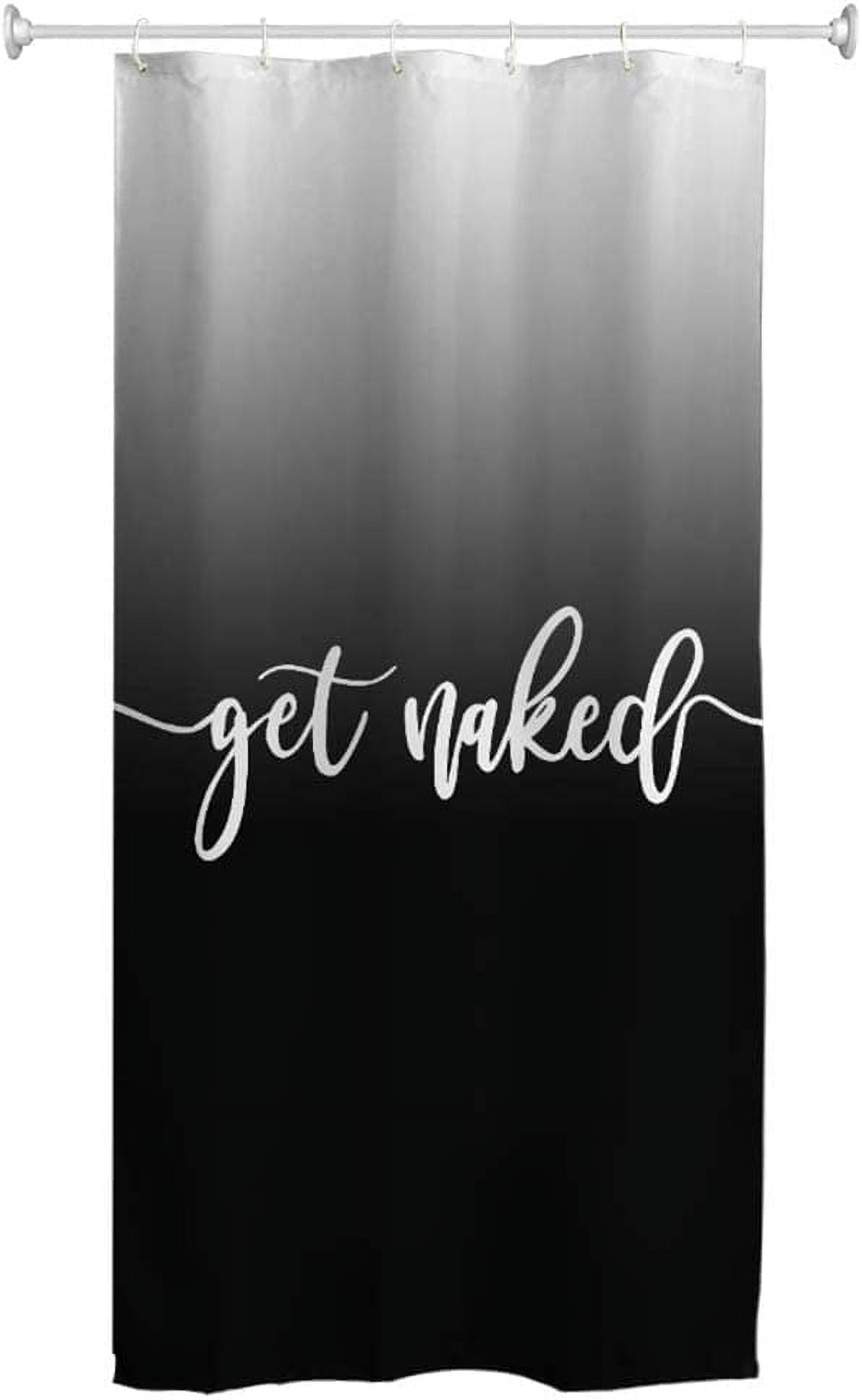 Stall Get Naked Shower Curtain Black Get Naked Grayish White to Black Funny Cute Art Fonts Words Fabric Machine Washable Bathroom Decor Set with Hook Bath Curtain 36 x 72 inches