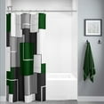 thumbnail image 1 of Stall Green Shower Curtain Half Size 36x72 in, Narrow Polyester Modern Shower Curtains for Bathroom, Green and White Bath Curtains Waterproof Shower Curtain with 6 Hooks, 1 of 1