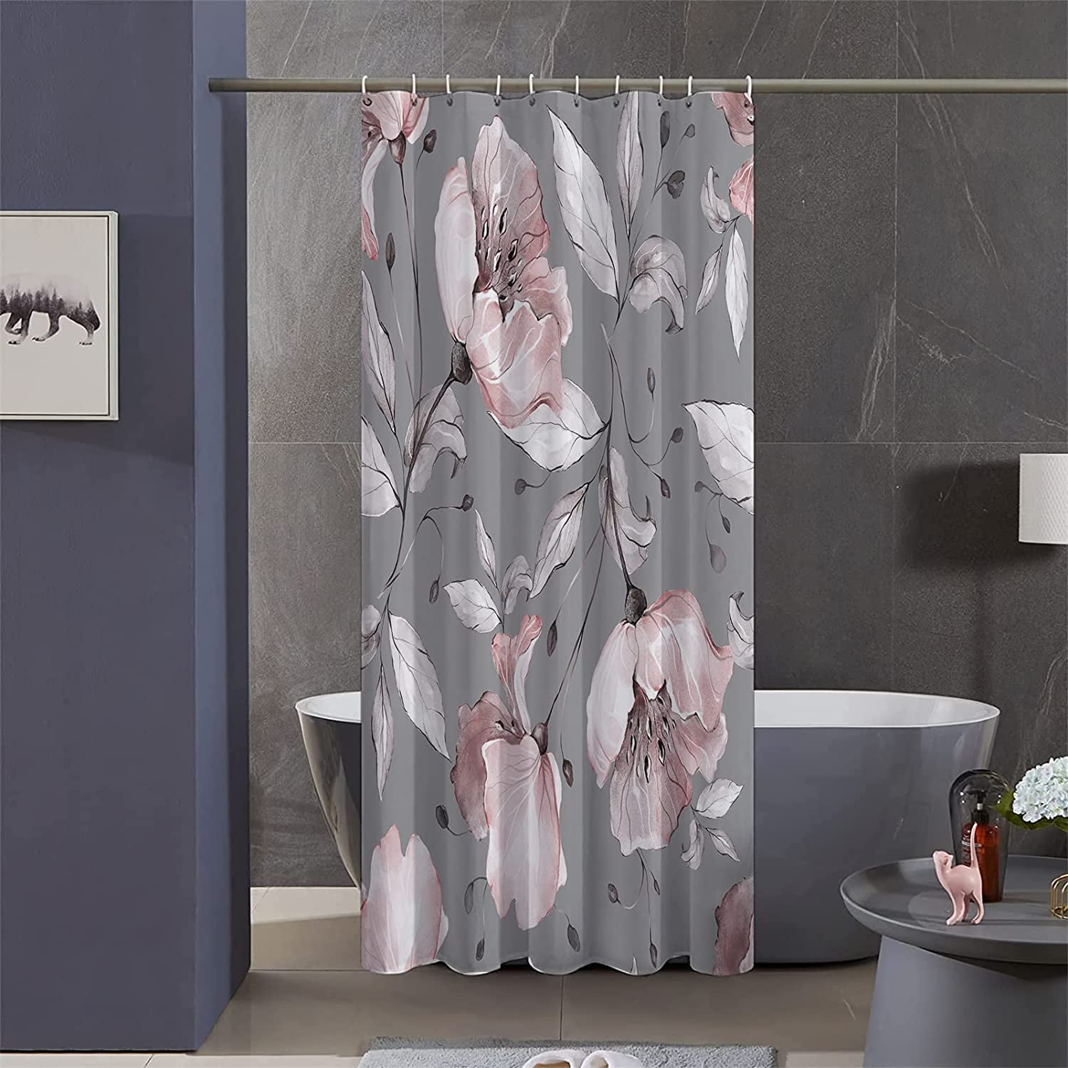 Pink And Grey Shower Curtain