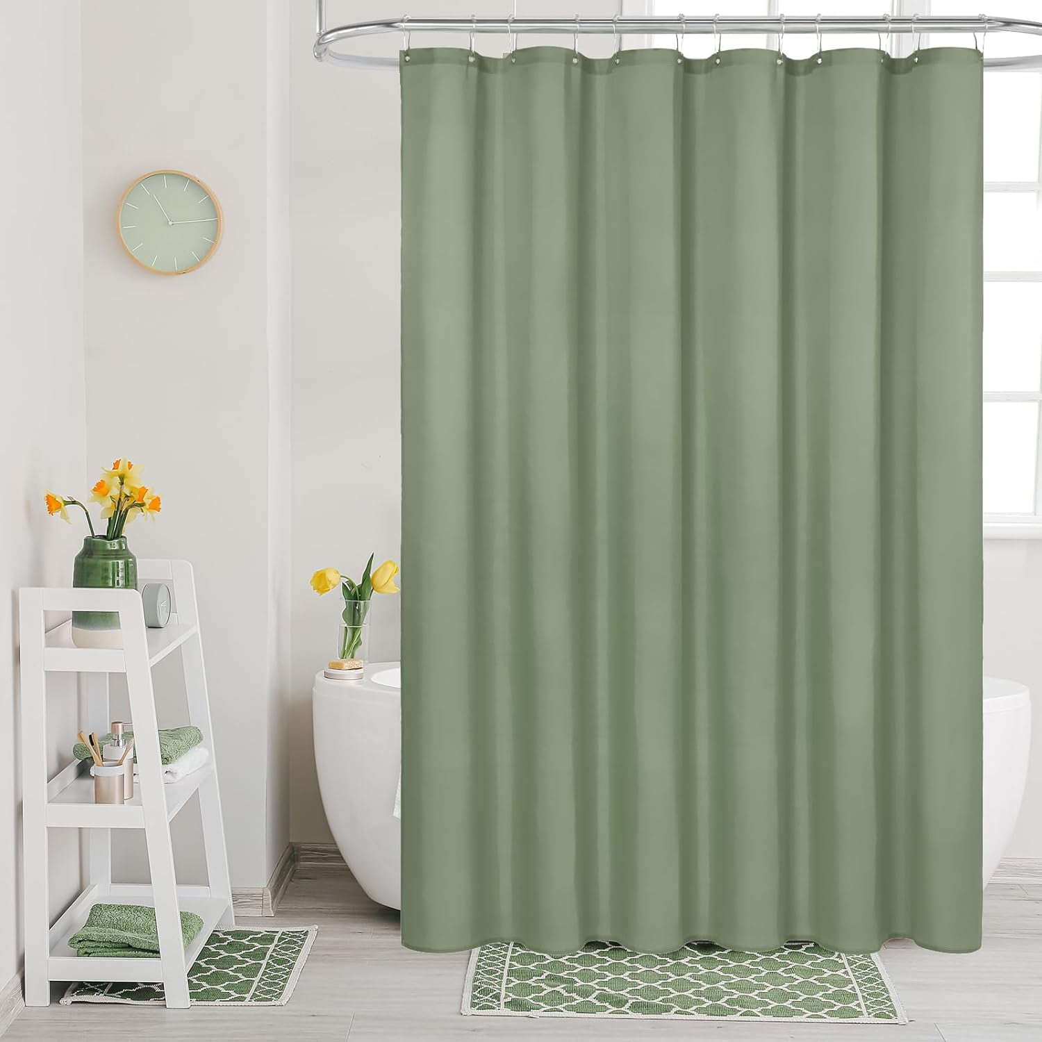 Stall Half Size Shower Curtain Liner, 36 x 72 Inch Fabric Bath Curtain ...