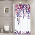 thumbnail image 1 of Stall Purple Floral Eucalyptus Shower Curtain Watercolor Blooming Flowers Botanical Leaves 36Wx72H Inch Tropical Elegant Vintage Nature Waterproof Polyester Fabric Bathroom Bathtub, 1 of 6