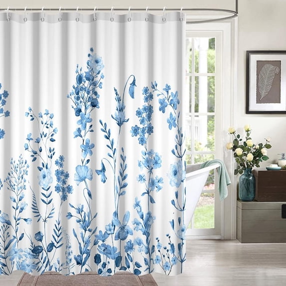 Stall Shower Curtain GCIREC Spring Sage Green Eucalyptus Small Shower Curtain Set for Bathroom Waterproof Half Narrow Fabric Shower Curtain with Hooks 36x72 Inch