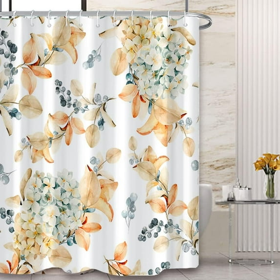 Stall Shower Curtain GCIREC Spring Sage Green Eucalyptus Small Shower Curtain Set for Bathroom Waterproof Half Narrow Fabric Shower Curtain with Hooks 36x72 Inch