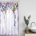 thumbnail image 1 of Stall Shower Curtain Half 36Wx72L Inch Small Mauve Floral Wisteria Flower Purple Vine Weeping Blossom Spring Botanical Green Leaves Living Room Home Decor Polyester Fabric Bathroom Bathtub, 1 of 6