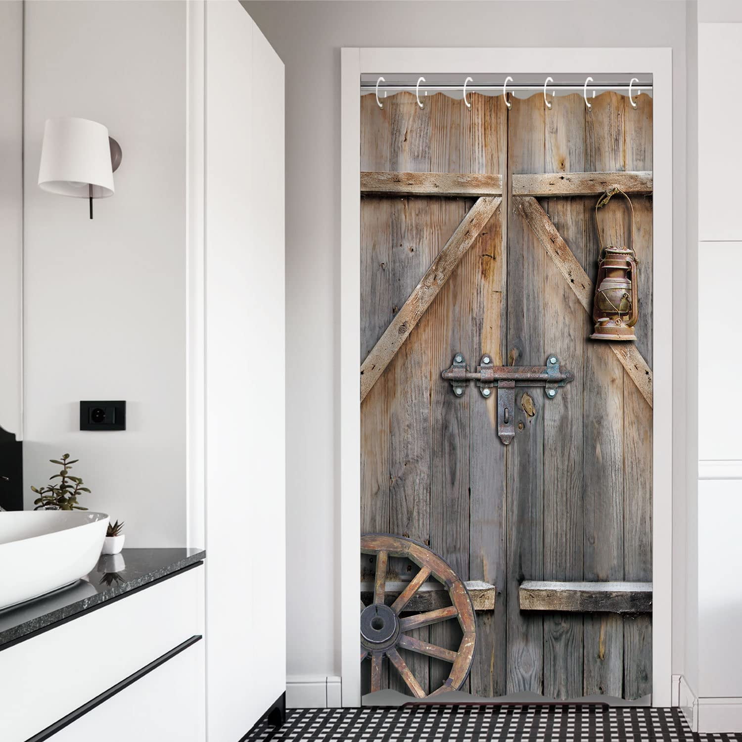 Stall Shower Curtain Small Shower Curtain 36Wx72H Inches Rustic Shower  Curtain Barn Door Shower Curtain RV Narrow Shower Curtain with 10 Hooks  Short ..., image size:1500x1500