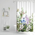 thumbnail image 1 of Stall Shower Curtain, Wild Pink Floral Shower Curtain Green Plants with Butterfly Waterproof Fabric RV Shower Curtain Set with Hooks, 36x72 Inch, 1 of 6