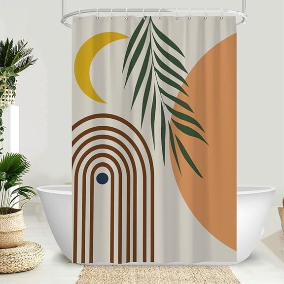 Stall Shower Curtain With 6 Hooks Shower Stall Curtain Boho Shower Curtain For Bathroom/RV And Camper 48"W x 72"L