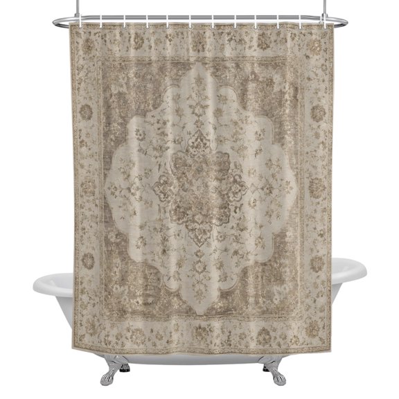 Stall Shower Curtains 36" x 72", Beige Boho Washable Shower Curtain for Bathroom, Retro Tribe Abstract Art Waterproof Polyester Fabric Bathtub Curtain Panel