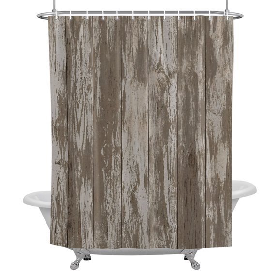 Stall Shower Curtains 36" x 72", Grey Brown Washable Shower Curtain for Bathroom, Farmhouse Vintage Chic Abstract Vertical Wood Waterproof Polyester Fabric Bathtub Curtain Panel