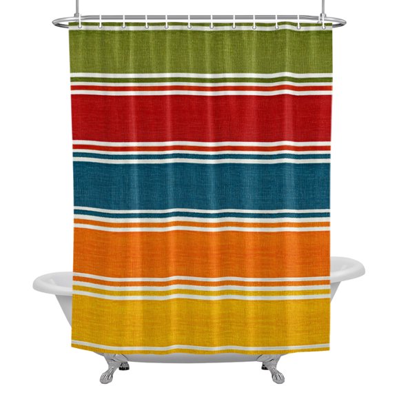 Stall Shower Curtains 36" x 72", Modern Minimalist Washable Shower Curtain for Bathroom, Colorful Horizontal Stripes Lines Rustic Waterproof Polyester Fabric Bathtub Curtain Panel
