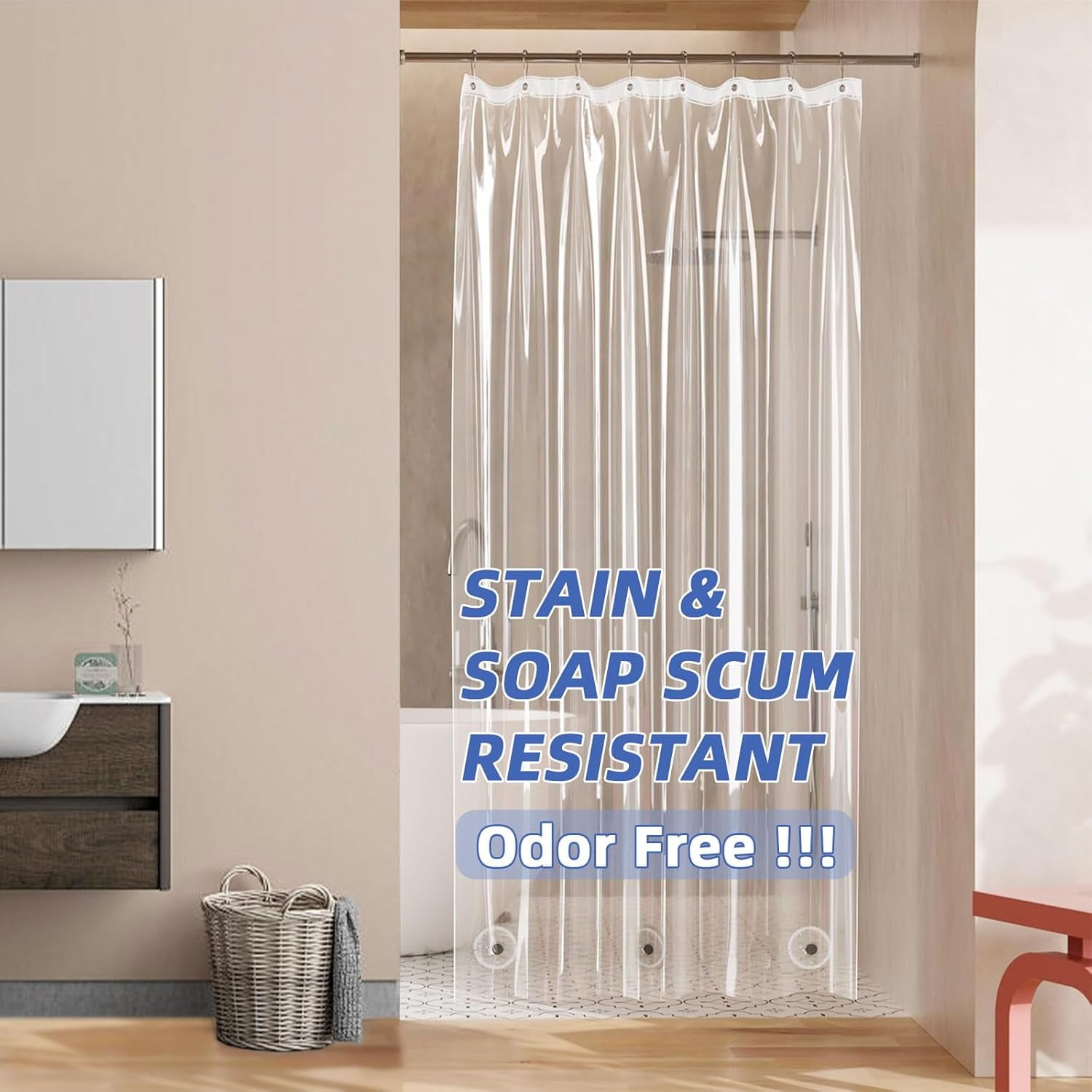 Stall Size Clear Shower Curtain Liner with Magnets and Rustproof ...
