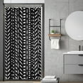 thumbnail image 1 of Stall Small Black White Boho Half Size Dorm Shower Curtain 36x72 Inch Chevron Geometric Herringbone Striped Single Narrow Tiny Walkin Stand Up Decor Fabric Bathroom Set Polyester Waterproof, 1 of 6
