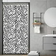 thumbnail image 1 of Stall Small Boho Black White Shower Curtain Half Size Bohemian Geometry Striped 36Wx72H Inch Single Narrow Tiny Walkin Stand Up Fabric Decor Bathroom Polyester Waterproof 7 Pack Hooks, 1 of 6