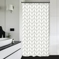 thumbnail image 1 of Stall Small Half Size Dorm Shower Curtain 36x72 Inch White Beige Bold Thick Lines Striped Herringbone Single Narrow Tiny Geometric Chevron Decor Fabric Bathroom Set Polyester Waterproof, 1 of 6