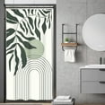 thumbnail image 1 of Stall Small Sage Green Abstract Matisse Leaves Shower Curtain Boho Mid Century Half Minimalist Geometric 36Wx72H Inch RV Single Narrow Fabric Decor Bathroom Polyester Waterproof 7 Pack Hooks, 1 of 6