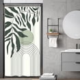 thumbnail image 1 of Stall Small Sage Green Abstract Matisse Leaves Shower Curtain Boho Mid Century Half Minimalist Geometric 36Wx72H Inch RV Single Narrow Fabric Decor Bathroom Polyester Waterproof 7 Pack Hooks, 1 of 6