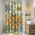 thumbnail image 1 of Stall Small Shower Curtain - Boho Floral Bohemian Chic Mandala Gypsy Flowers Narrow Half Fabric Cloth Shower Curtain Set for Adults Bathroom Decor Accessories Bath Curtain, 36"x72", 1 of 5