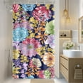 thumbnail image 1 of Stall Small Shower Curtain - Boho Floral Spring Bohemian Colorful Bright Blossom Flowers Narrow Half Fabric Cloth Bath Shower Curtain Set with 12 Hooks Bathroom Decor Bath Curtain, 36"x72", 1 of 5