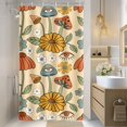 thumbnail image 1 of Stall Small Shower Curtain - Boho Mushroom Floral 70s Retro Bohemian Yellow Orange Flowers Eyes Narrow Half Fabric Cloth Bath Shower Curtain Set with 12 Hooks Bathroom Decor, 36"x72", 1 of 5