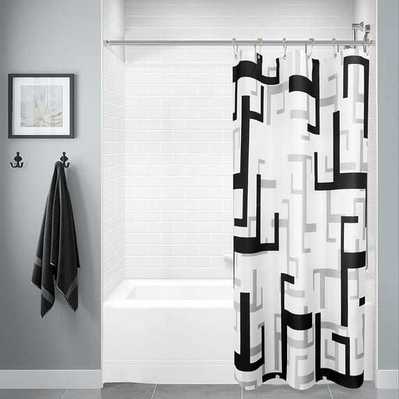 Stall Small Shower Curtain Half Size 36W x 72L,Black Bath Curtain for Bathroom Bath Decor Waterproof Washable Waffle Cloth Fabric Spa Shower Curtains,Contemporary Bathroom Curtains with Hooks