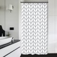 thumbnail image 1 of Stall Small Shower Curtain Half Size 36x72 Inch White Grey Bold Thick Lines Striped Herringbone Single Narrow Tiny Geometric Chevron Dorm Decor Fabric Bathroom Set Polyester Waterproof, 1 of 6