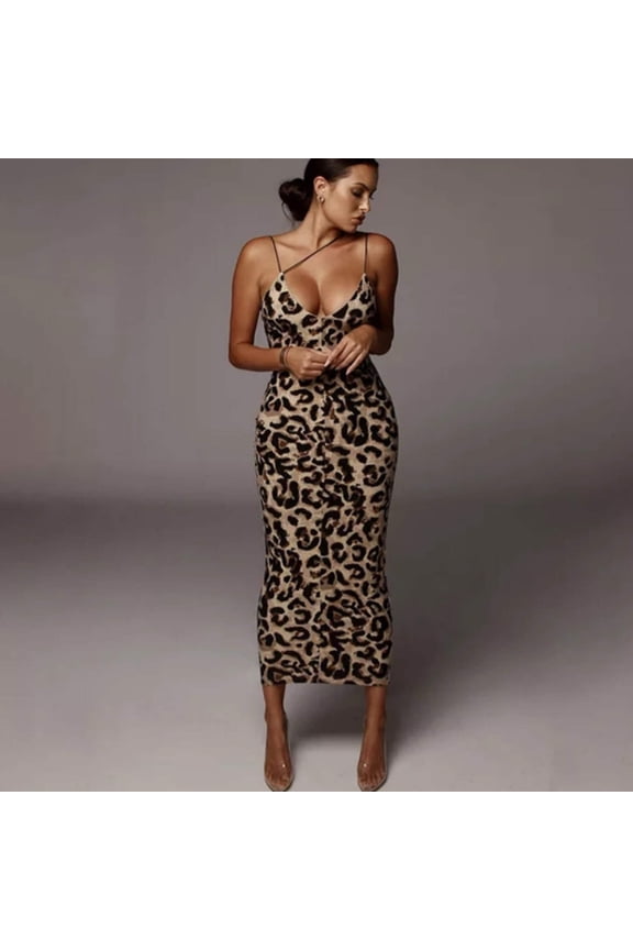 Stalla Animal Print Women's Spaghetti Strap Bodycon Tank One Piece Jumpsuits Rompers Playsuit