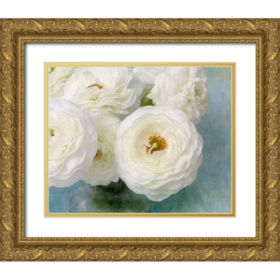 Stalus, Judy 14x12 Gold Ornate Wood Framed with Double Matting Museum Art Print Titled - White Bouquet