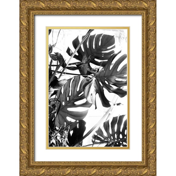 Stalus, Judy 23x32 Gold Ornate Wood Framed with Double Matting Museum Art Print Titled - Tropical Leaves III