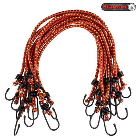 Stalwart 10-Pack Virgin Rubber 24-Inch Bungee Cords with Vinyl Coated Hooks