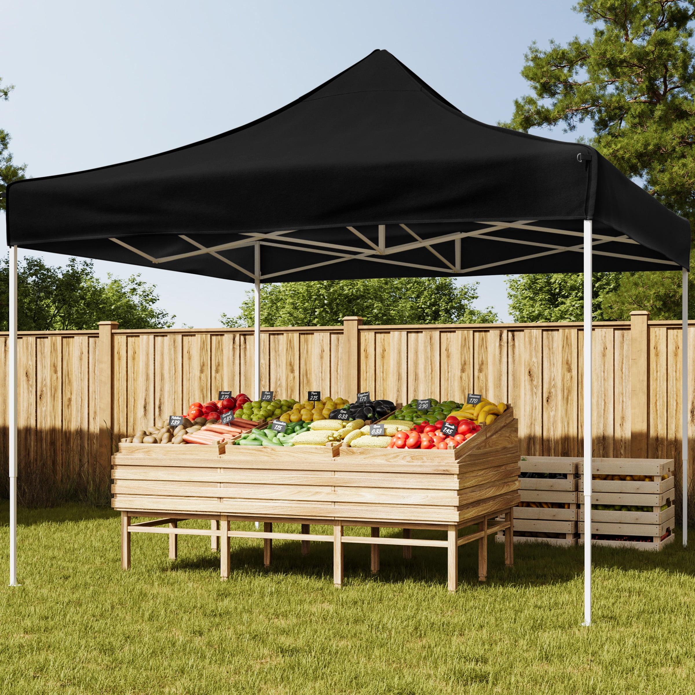 Stalwart 10x10 ft Pop Up Canopy Tent - UPF30 Beach Tent Sun Shelter, Black