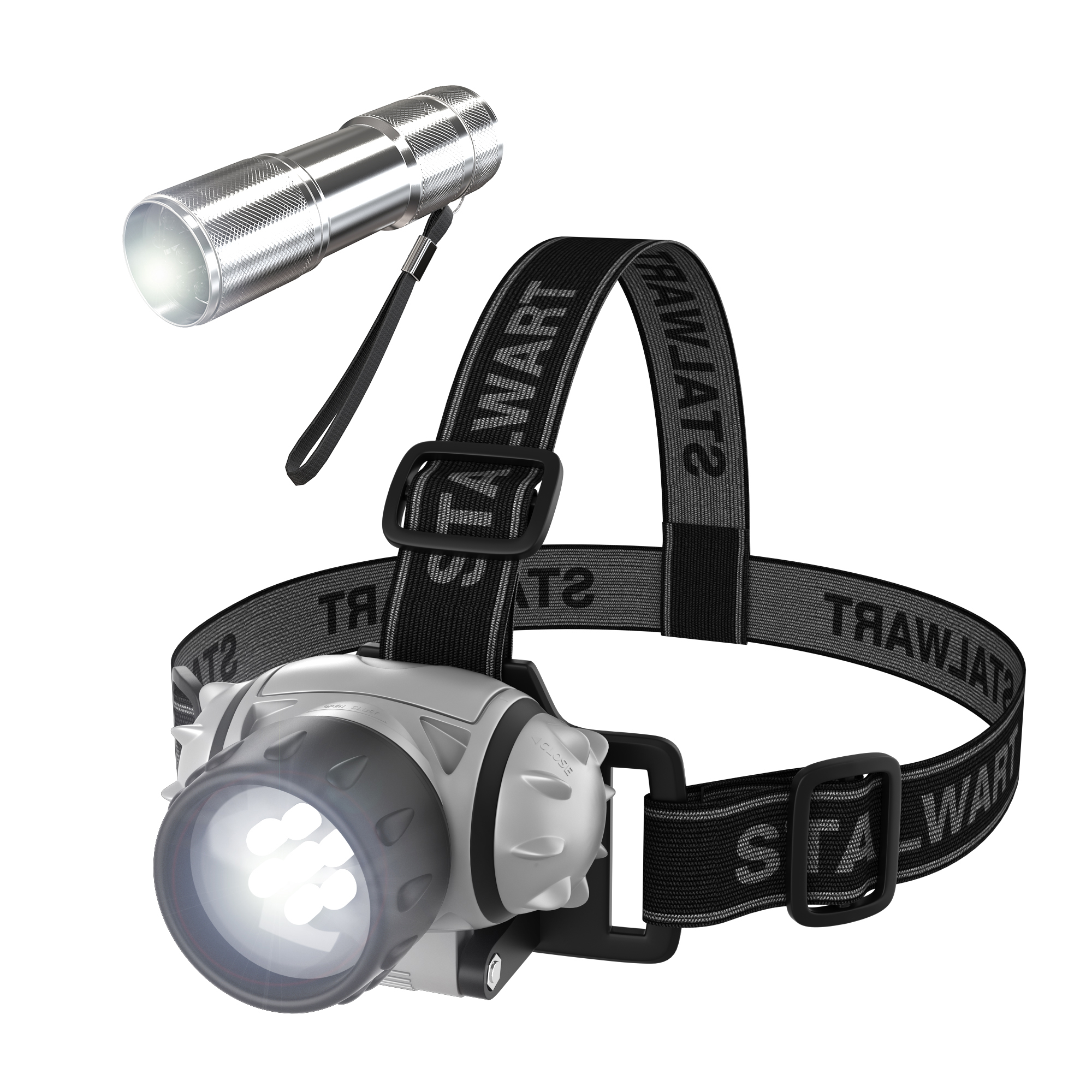 Stalwart 12-LED Headlamp Plus 6-LED Flashlight Super Set - image 1 of 4