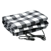 Stalwart 12V Electric Heated Car Blanket with 96-inch Cord in Black Plaid
